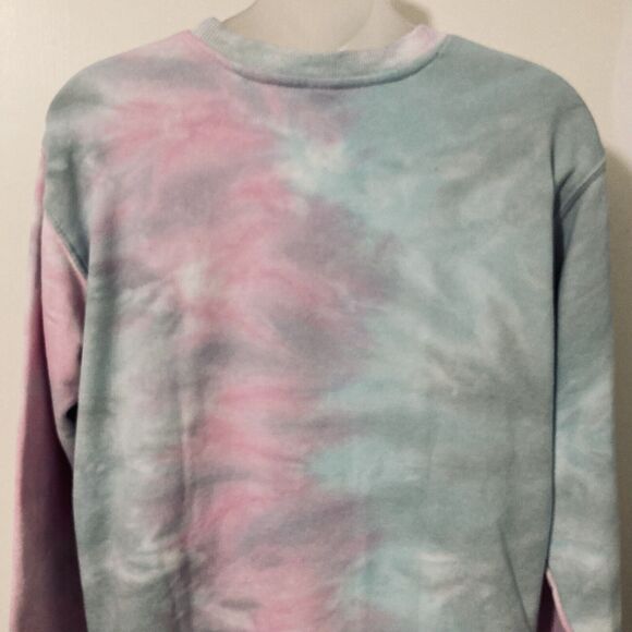 Baypointe Womens Medium Sweatshirt Crew Neck Fleece Tie Dye Pink Green Blue - Picture 5 of 11